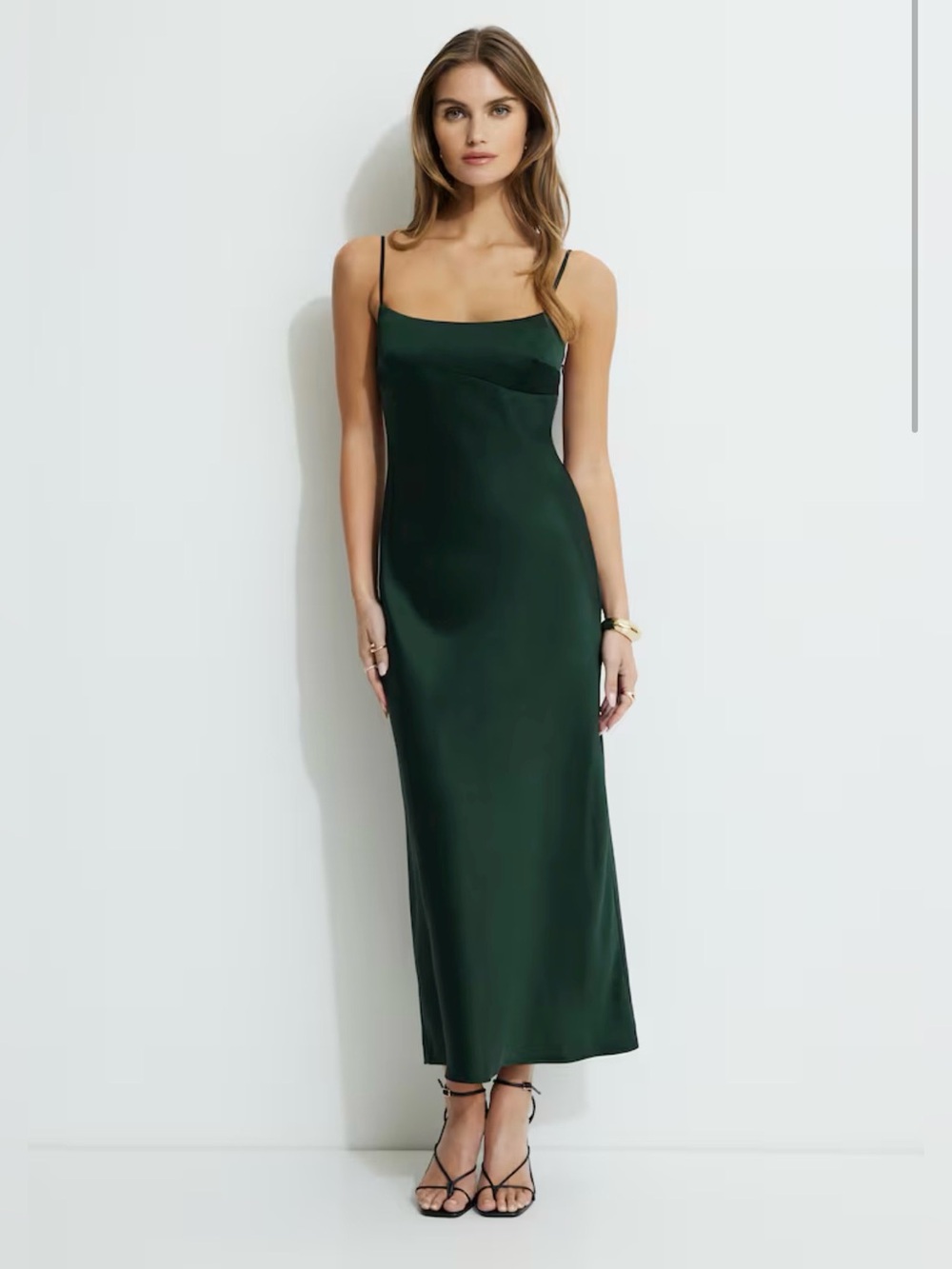Elegant Forest Green Slip Maxi Dress